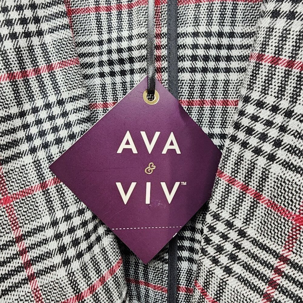 Ava & Viv Women's Checkered Blazer - Black and Red - Picture 3 of 6